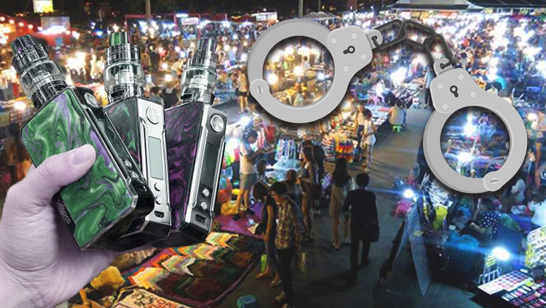 Four arrested for selling e-cigarettes at Bangkok night market Four arrested for selling e-cigarettes at Bangkok night market