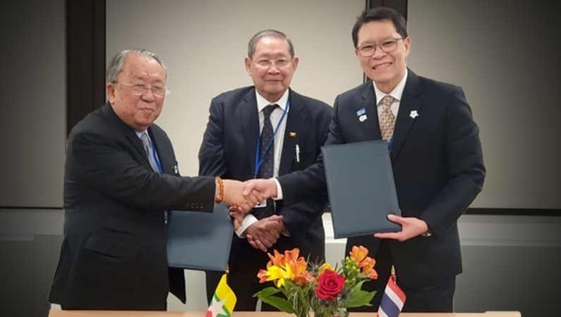 Right to left: Veerathai, U Soe Win and U Kyaw Kyaw Maung