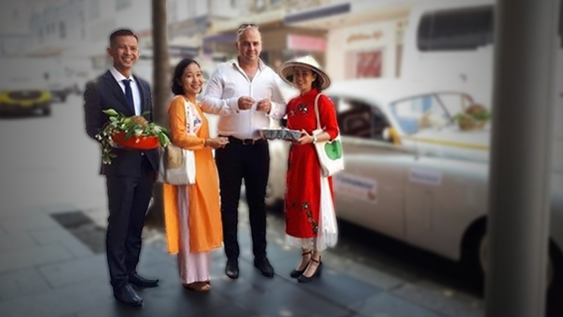 Vietnamese durian is chauffeured around the streets of Sydney. Vietnamese durian is chauffeured around the streets of Sydney.