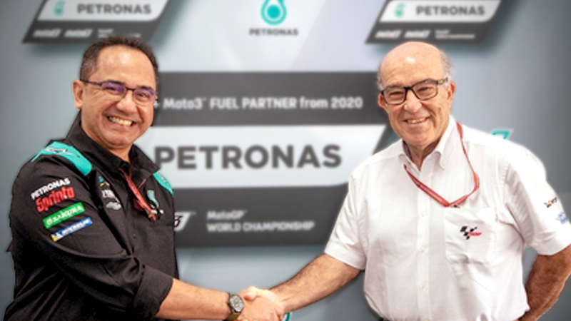  Tan Sri Wan Zulkiflee Wan Ariffin, President & Group CEO, PETRONAS (L) with Dorna CEO Carmelo Ezpeleta