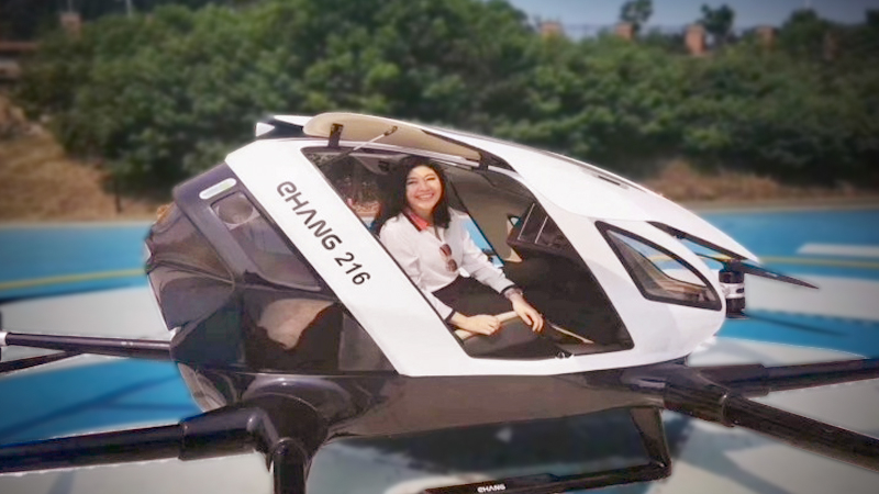 Yingluck rides passenger drone in China Yingluck rides passenger drone in China