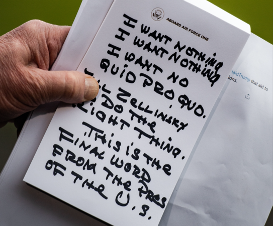 Trump quoting his own denials of quid pro quo Trump quoting his own denials of quid pro quo