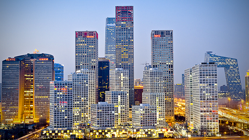 A bird's-eye view of the central business district in Beijing. [Photo/VCG]
