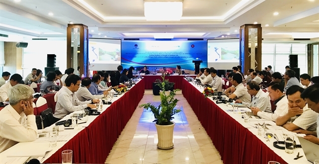 Speakers at the Building Resilience Drought Southeast Asia dialogue held yesterday in Cần Thơ. VNS Photo Bồ Xuân Hiệp
