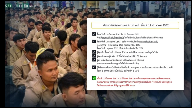 Amnesty offer for Thais working illegally in South Korea Amnesty offer for Thais working illegally in South Korea
