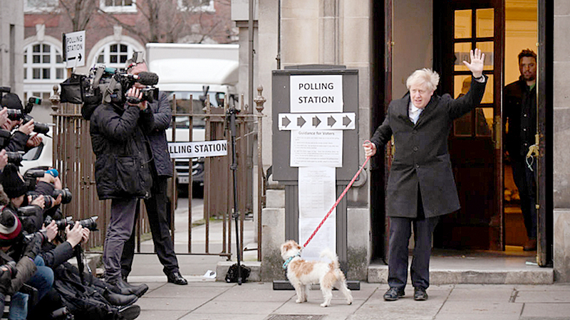 Exit polls show Johnson's Conservative Party with a clear majority of parliamentary seats Exit polls show Johnson's Conservative Party with a clear majority of parliamentary seats