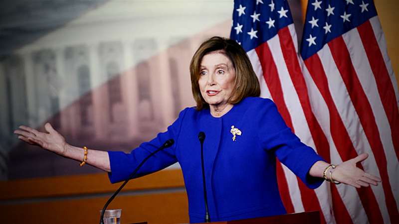 House Speaker Nancy Pelosi, D-Callif., gestures to reporters at a news conference Thursday morning. Pelosi argued that President Trump's order to kill Iranian leader Qasem Soleimani was not about
