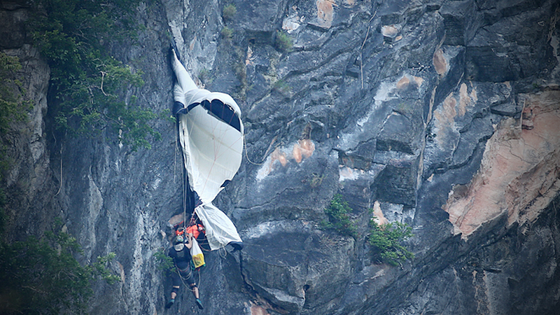 Austrian BASE jumper rescued after being stuck on cliff for eight hours Austrian BASE jumper rescued after being stuck on cliff for eight hours