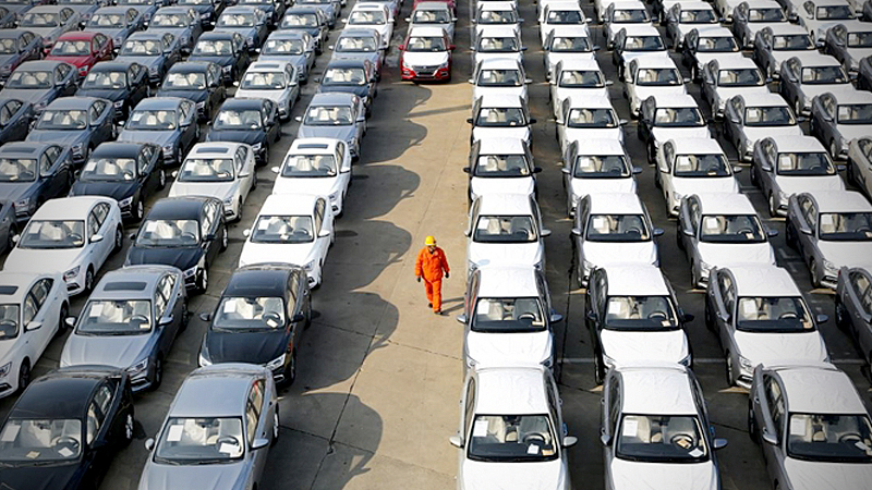 Cars made in China are ready for export in Lianyungang Port, Jiangsu province. [Photo by Wang Chun/For China Daily]