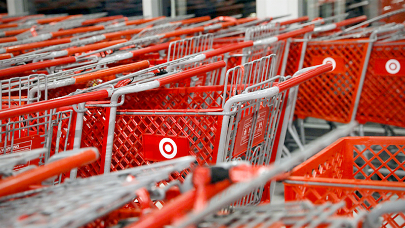 Empty shopping carts at a Target store in the Queens borough of New York on Nov. 28, 2019. MUST CREDIT: Bloomberg photo by Bess Adler.