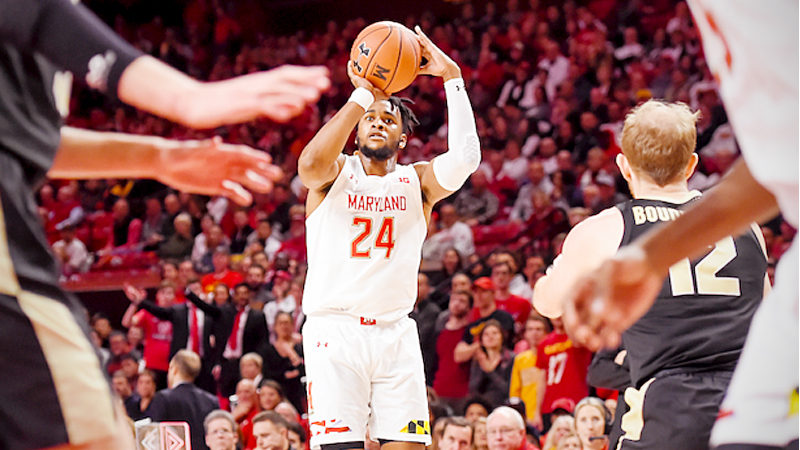 Maryland's Donta Scott scored a career-high 13 points against Purdue.in College Park, Maryland, on January 18, 2020. MUST CREDIT: Photo for The Washington Post by Will Newton