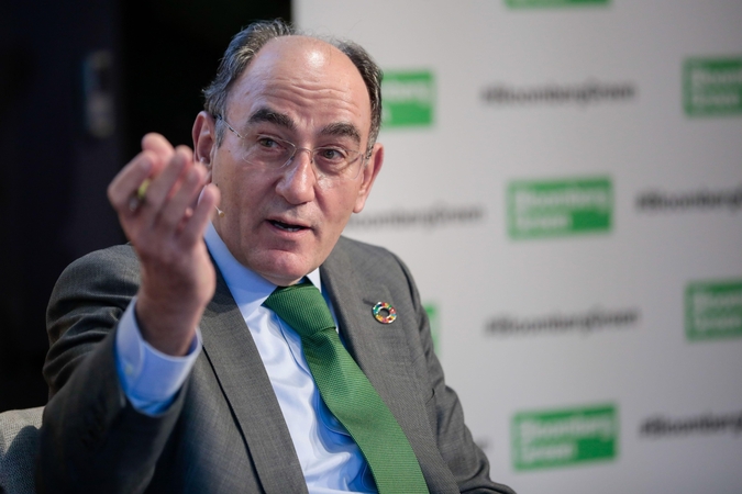 Ignacio Galan, chairman and chief executive officer of IberdrolaA, speaks during a panel session at a Bloomberg event on day two of the World Economic Forum (WEF) in Davos, Switzerland, on Jan. 22, 2020. MUST CREDIT: Bloomberg photo by Jason Alden.
