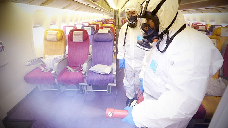 Disinfectants to be sprayed in THAI planes arriving from China Disinfectants to be sprayed in THAI planes arriving from China