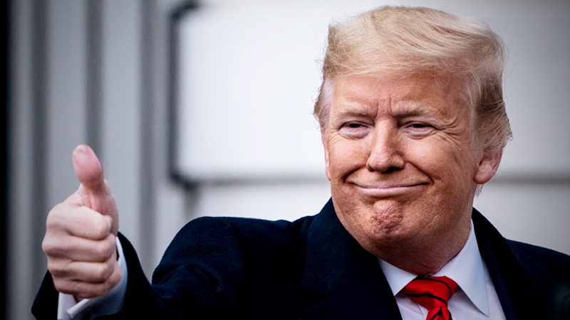 President Donald Trump departs after a signing ceremony for the USMCA trade agreement on the South Lawn of the White House on Wednesday. MUST CREDIT: Washington Post photo by Jabin Botsford