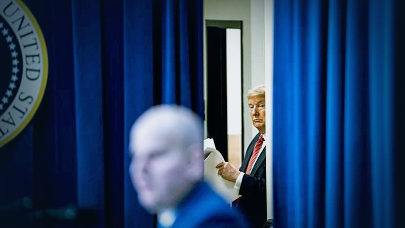 President Donald Trump prepares to deliver remarks to National Border Patrol Council members at the White House on Friday, Feb. 14, 2020. MUST CREDIT: Washington Post photo by Jabin Botsford