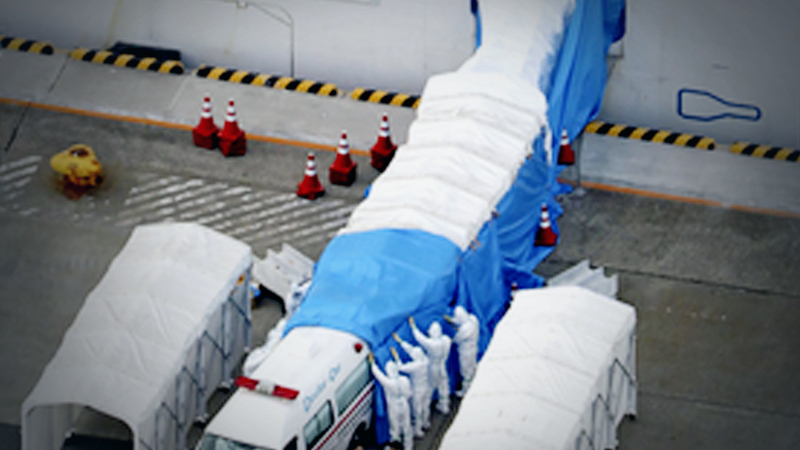 File Photo of cruise ship docked in Japan and infected passengers were transferred to hospitals.