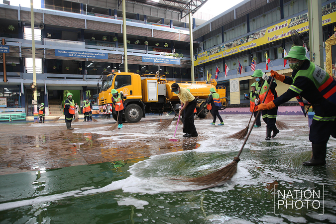 Don Mueang school gets thorough cleaning to protect against Covid-19 Don Mueang school gets thorough cleaning to protect against Covid-19