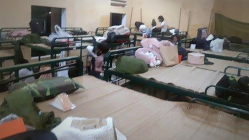 South Koreans isolated at a military facility in Vietnam. (Yonhap)