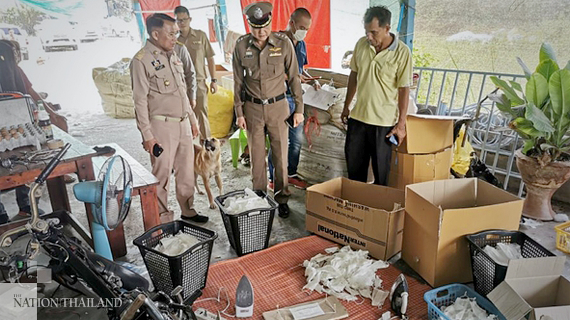 Factory recycling used face masks as new raided in Saraburi Factory recycling used face masks as new raided in Saraburi
