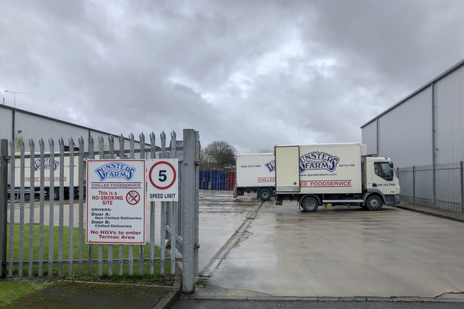Vans sit parked at the Dunsters warehouse in Bury, England, on Feb. 20, 2020. MUST CREDIT: Bloomberg photo by Lucy Meakin.