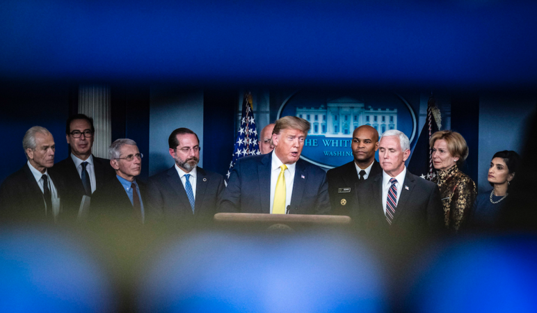 File photo of President Trump at press conference on coronavirus/ Syndication Washington Post