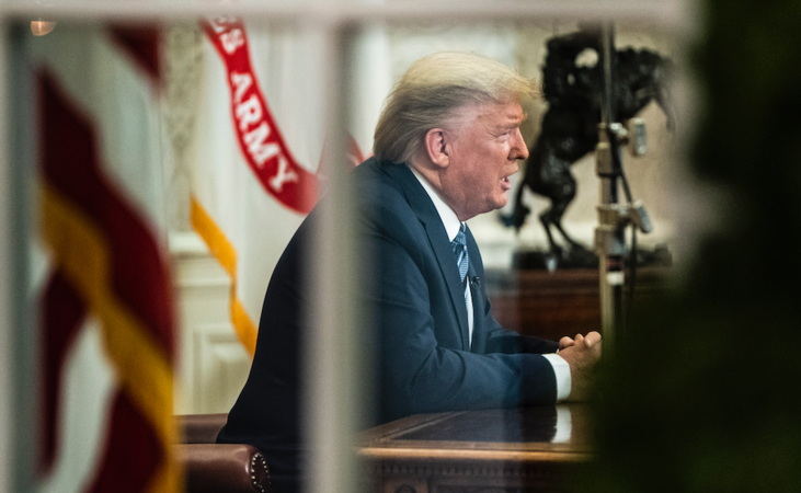 President Donald Trump delivers a televised national address on the coronavirus from the White House on March 11, 2020. MUST CREDIT: Washington Post photo by Jabin Botsford
