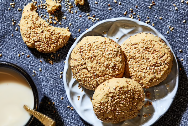 Greek-Style Olive Oil Sesame Cookies. MUST CREDIT: Photo by Stacy Zarin Goldberg for The Washington Post.
