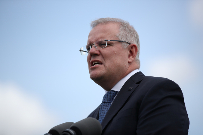 Australian Prime Minister Scott Morrison speaks during a joint press conference held with New Zealand Prime Minister Jacinda Ardern at Admiralty House in Sydney, Australia, February 28, 2020. [Photo/Agencies]