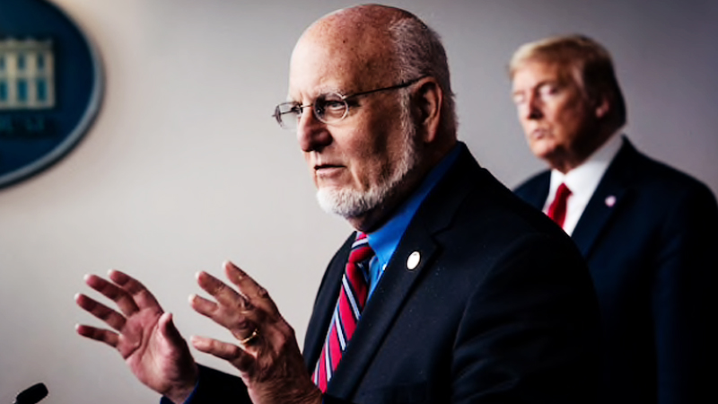 President Trump listens to Dr. Robert Redfield, director of the Centers for Disease Control and Prevention, at a coronavirus briefing at the White House on Wednesday. MUST CREDIT: Washington Post photo by Jabin Botsford