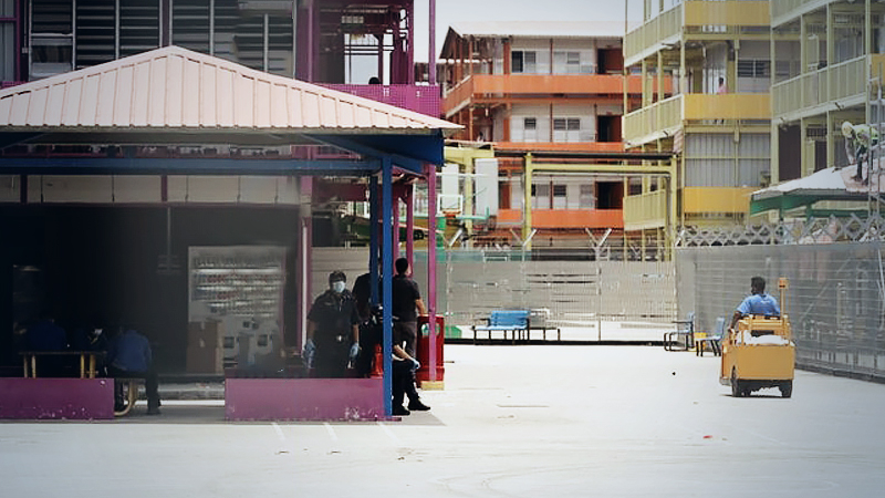 The vast majority of the new cases were work permit holders in foreign worker dormitories.PHOTO: ST FILE