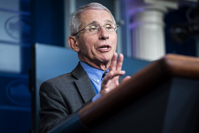 Anthony Fauci, director of the National Institute of Allergy and Infectious Diseases, speaks during a briefing at the White House on April 6. MUST CREDIT: Washington Post photo by Jabin Botsford.