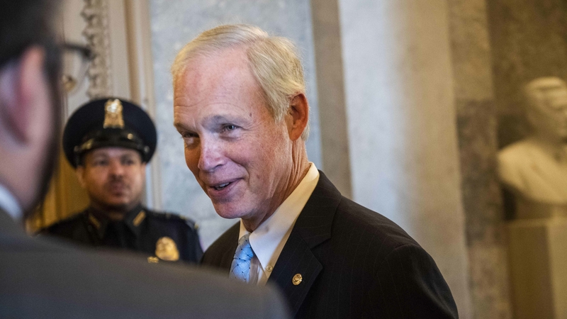 Senator Ron Johnson, R-Wis., speaks to the press in January 2020. MUST CREDIT: Photo for The Washington Post by Amanda Voisard