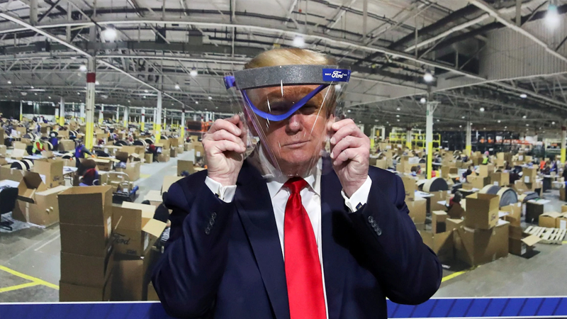 Trump skips mask in plant visit, defying Ford's request and Michigan law Trump skips mask in plant visit, defying Ford's request and Michigan law