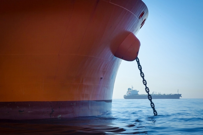Oil tankers sit anchored off the coast of Long Beach, Calif., on April 22, 2020. MUST CREDIT: Bloomberg photo by Tim Rue.