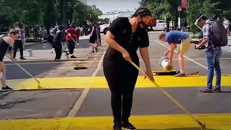 In giant yellow letters, Washington mayor sends a message to protesters, and to Trump In giant yellow letters, Washington mayor sends a message to protesters, and to Trump