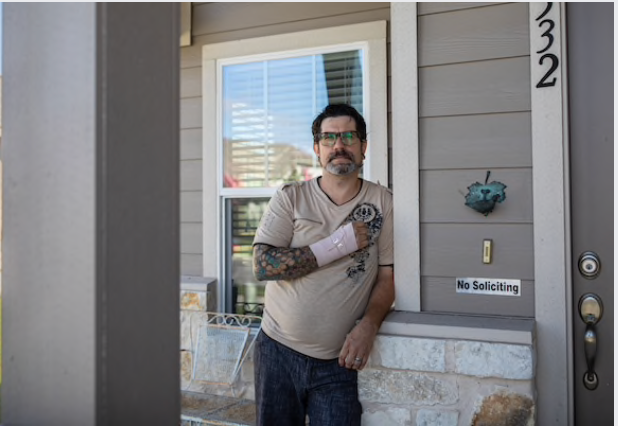 Steve Arawn at his home in Pflugerville, Texas on June 5, 2020. Arawn was struck by a 