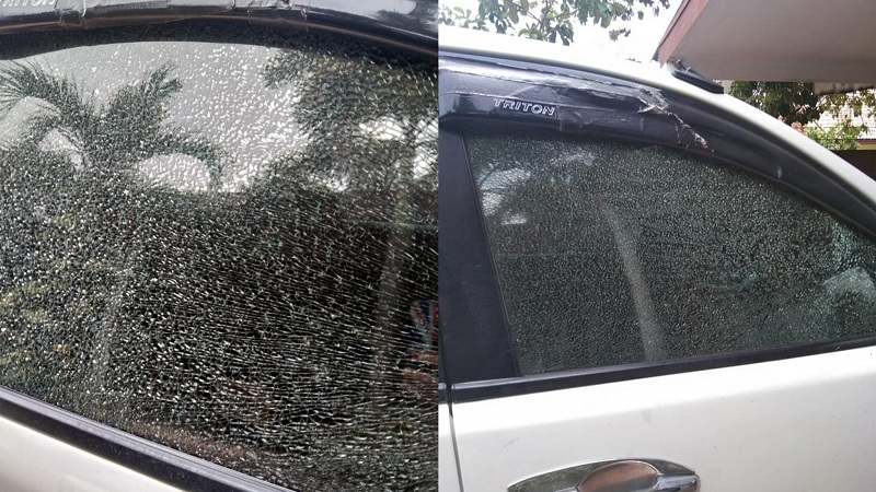 Rock rage: Rampaging teen bikers take out car Rock rage: Rampaging teen bikers take out car