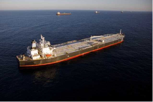 Oil tankers are seen anchored in the Pacific Ocean above Long Beach, Calif., on May 1, 2020. MUST CREDIT: Bloomberg photo by Patrick T. Fallon.