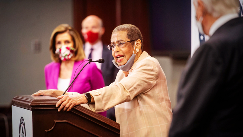Del. Eleanor Holmes Norton, D-DC., talks about a District of Columbia statehood bill in June 2020. MUST CREDIT: Photo for The Washington Post by Amanda Voisard