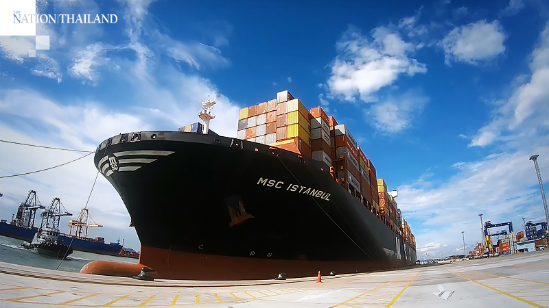 Huge MSC Istanbul cargo ship docks at Laem Chabang Port Huge MSC Istanbul cargo ship docks at Laem Chabang Port