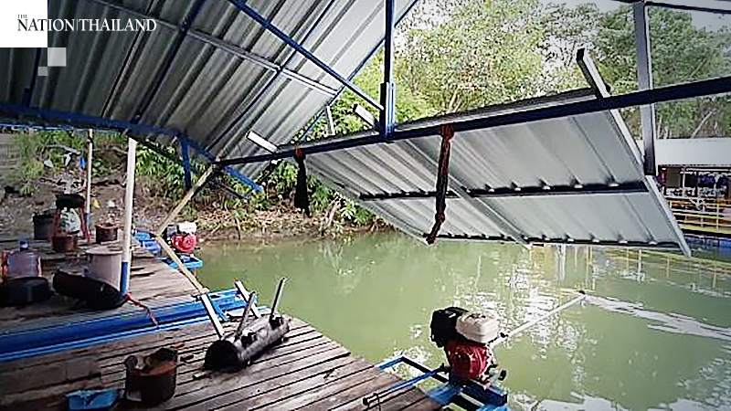 Rafts floating in reservoir crash from sudden rush of water Rafts floating in reservoir crash from sudden rush of water
