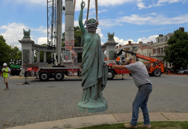 'Miss Confederacy' statue removed as workers rid Richmond of Confederate icons 'Miss Confederacy' statue removed as workers rid Richmond of Confederate icons