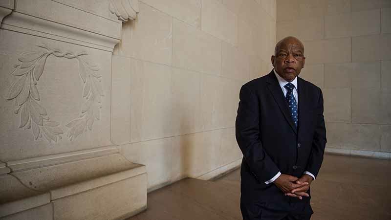 John Lewis is seen at the Lincoln Memorial in Washington in 2013. MUST CREDIT: Washington Post photo by Nikki Kahn.