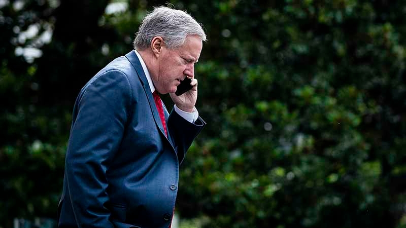 White House Chief of Staff Mark Meadows follows President Trump as he walks to board Marine One and depart from the South Lawn of the White House on Friday, July 10, 2020 in Washington. MUST CREDIT: Washington Post photo by Jabin Botsford.