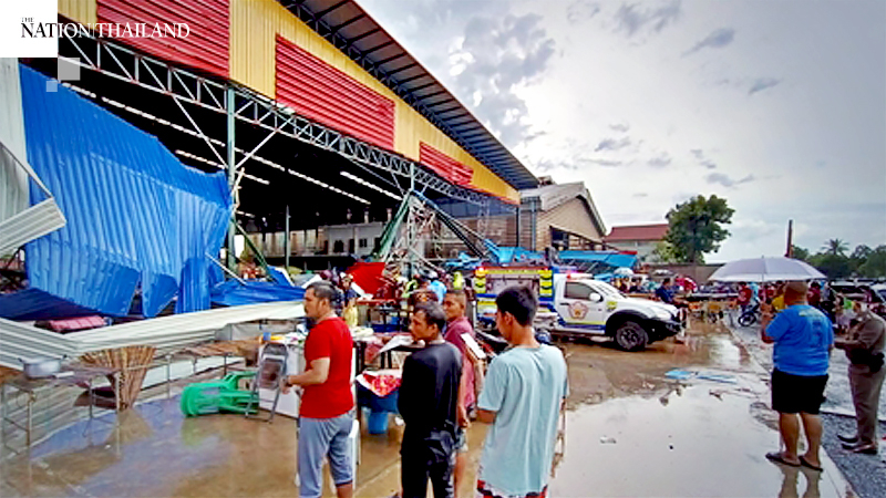 One killed, 14 hurt as structure at Nakhon Pathom market collapses in storm One killed, 14 hurt as structure at Nakhon Pathom market collapses in storm