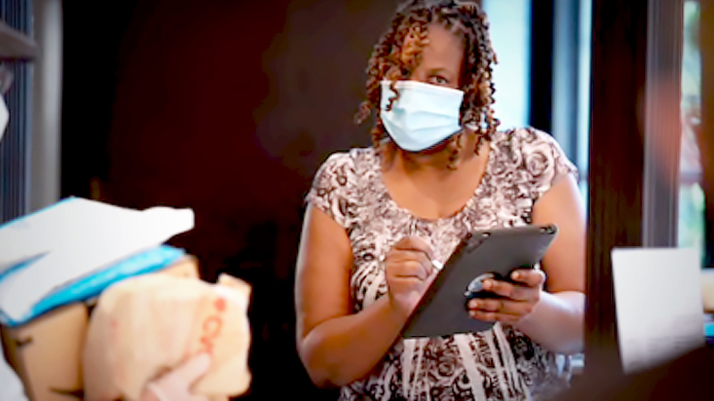 Nelecia Lewis, 50, works as a concierge at an apartment building in Chevy Chase, Md., which borders Washington. MUST CREDIT: Washington Post photo by Sarah L. Voisin
