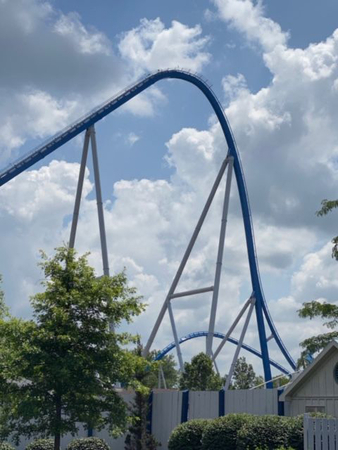The Orion giga coaster with a 300-foot drop at Kings Island amusement park in Mason, Ohio. MUST CREDIT: Photo courtesy of Jared Ream