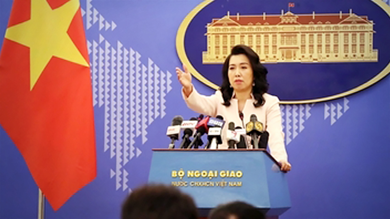 Vietnamese foreign ministry spokesperson Lê Thị Thu Hằng at Thursday's press briefing in Hà Nội. — VNA/VNS Photo Lâm Khánh