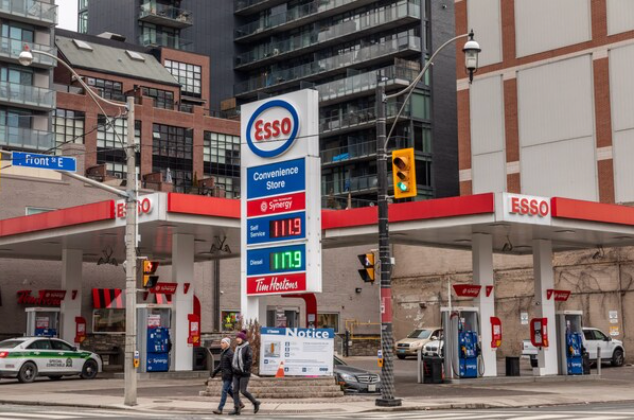 An Esso gas station in Toronto on Feb. 16, 2020. Parkland runs gas stations under the Esso, Pioneer, Chevron and other brands in Canada. CREDIT: Bloomberg photo by Brett Gundlock.