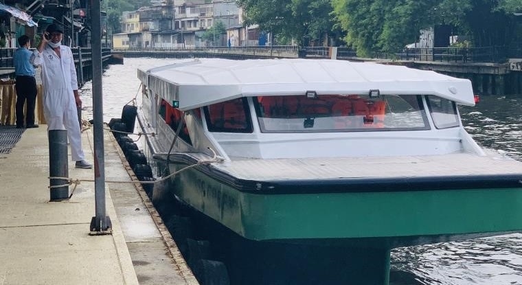 Electric boats being tested in Saen Saep canal before launch in 2021 Electric boats being tested in Saen Saep canal before launch in 2021